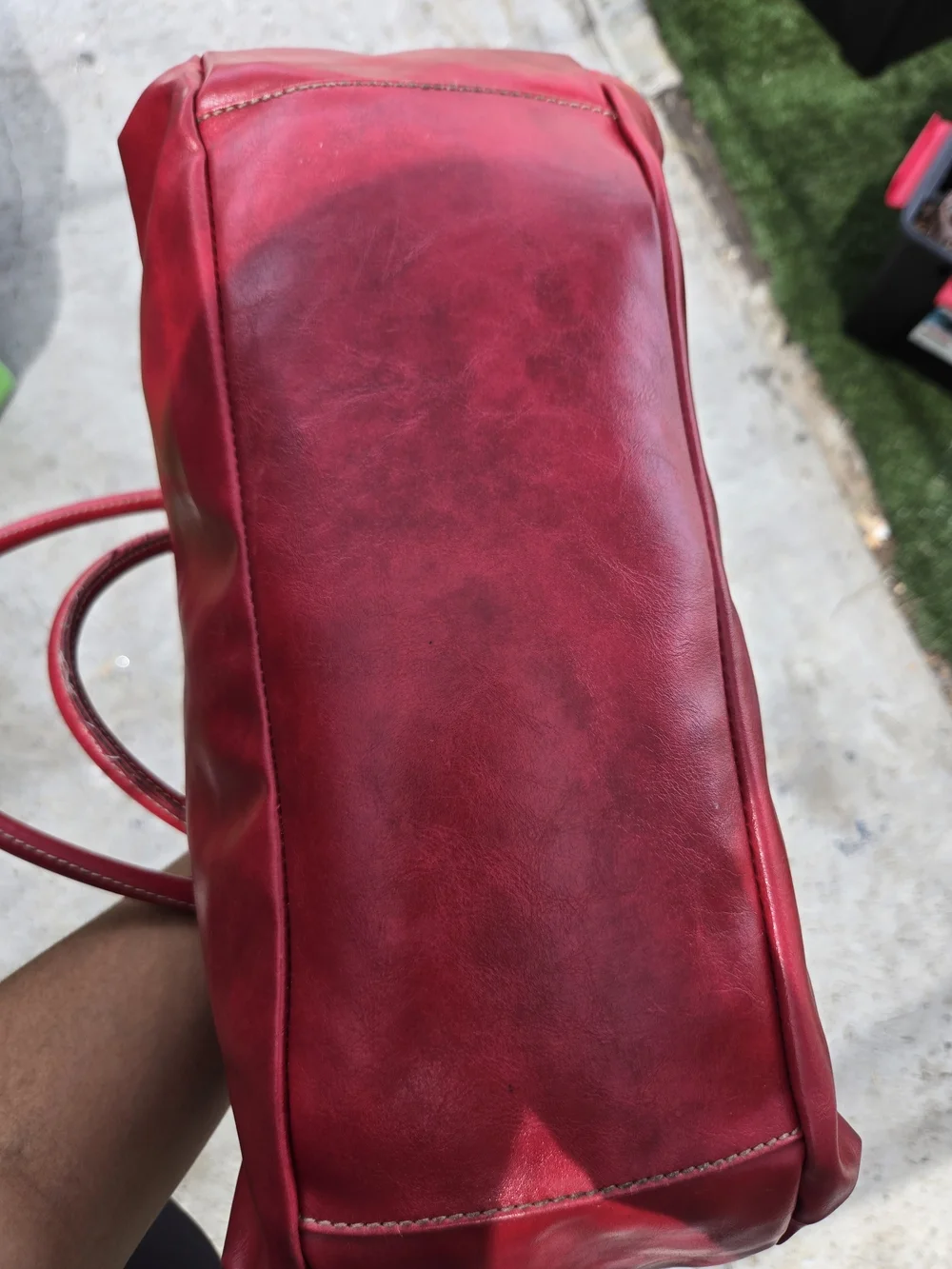 Vintage Red Women's Satchel Handbag with Silver Lock Detail